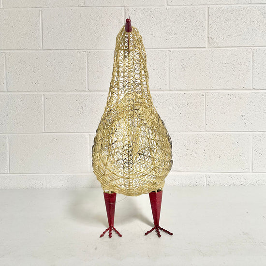 Wire Rooster Sculpture with Red Comb