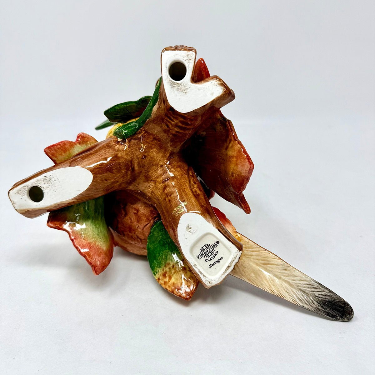Holiday Decorative Candle Holder Pair of Pheasants