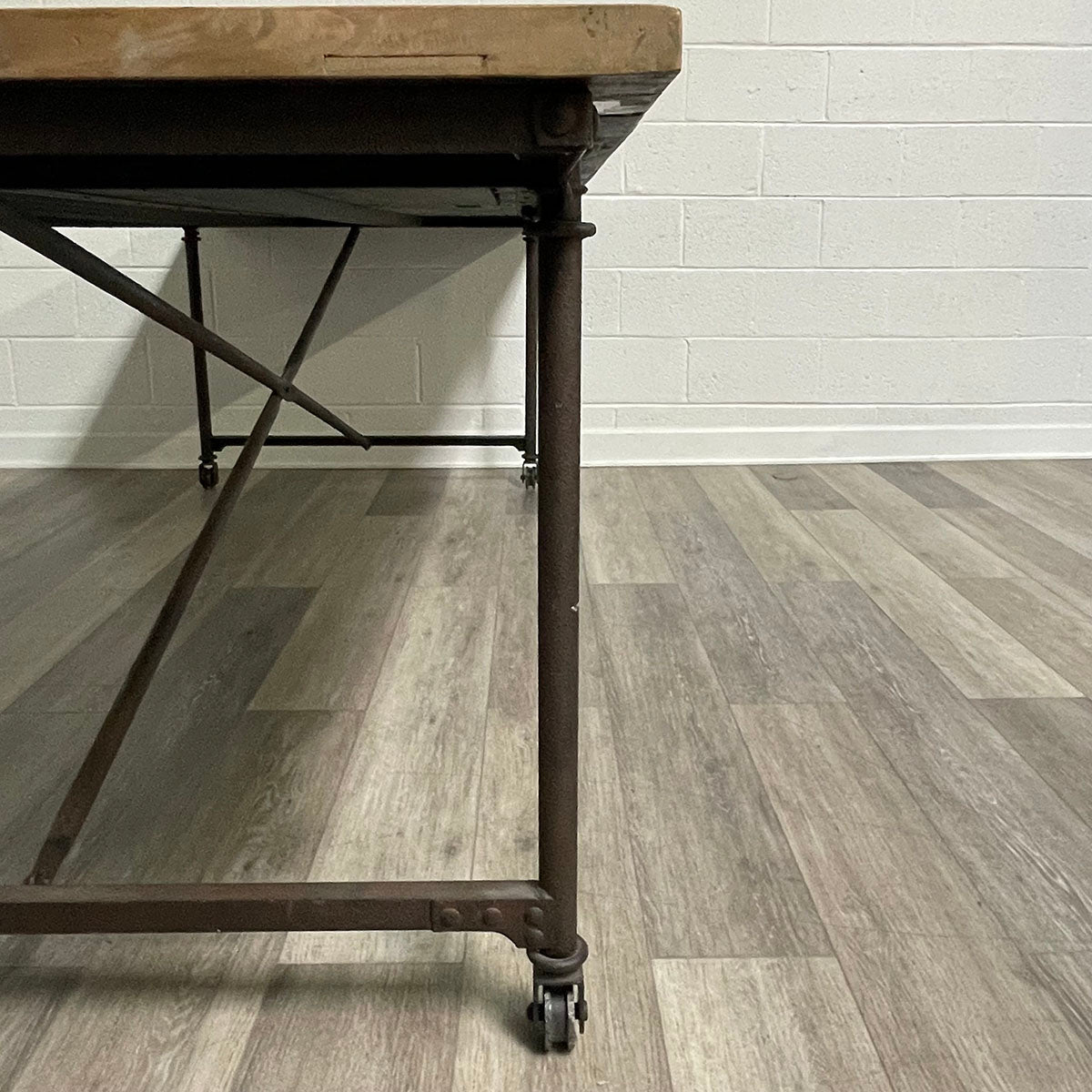 Industrial Dining Table on Wheels