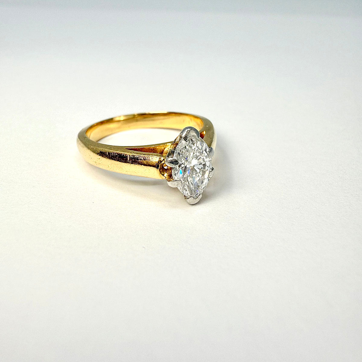18K Gold Ring with 0.71 Marquise Cut Diamond