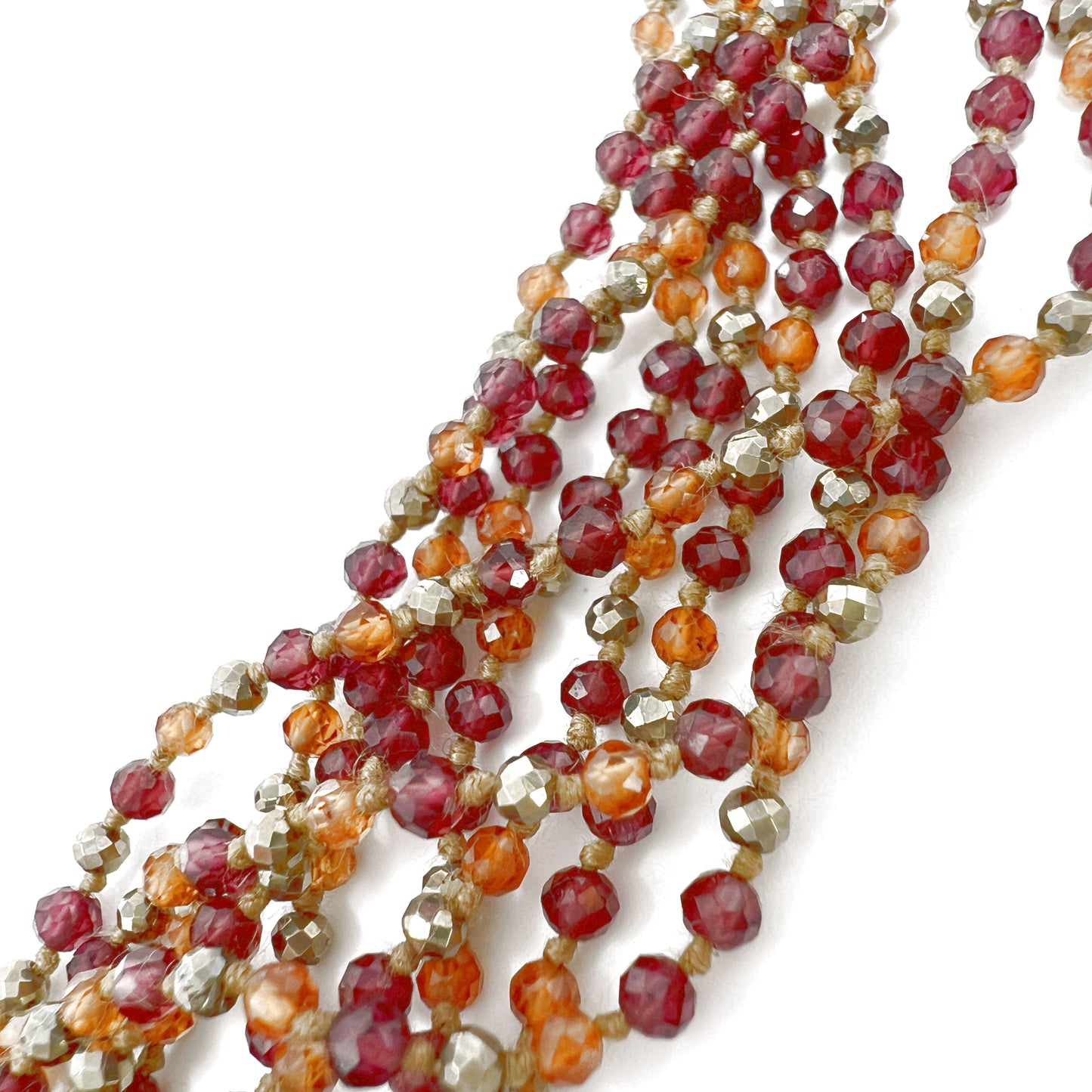 Lena Skadegard Nine Strand Garnet, Hessonite & Pyrite Necklace