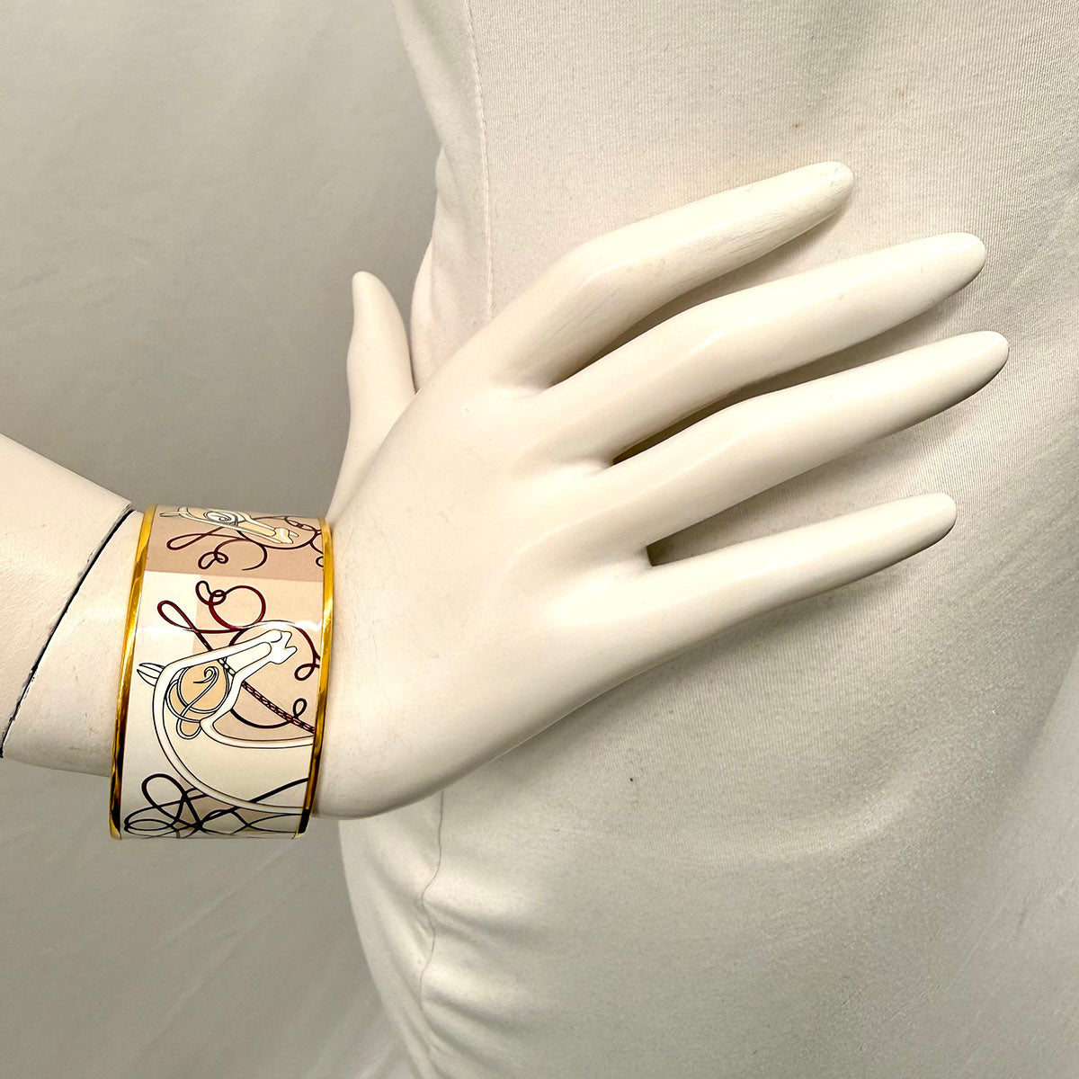 Hermes Extra Wide Enamel Bangle Bracelet