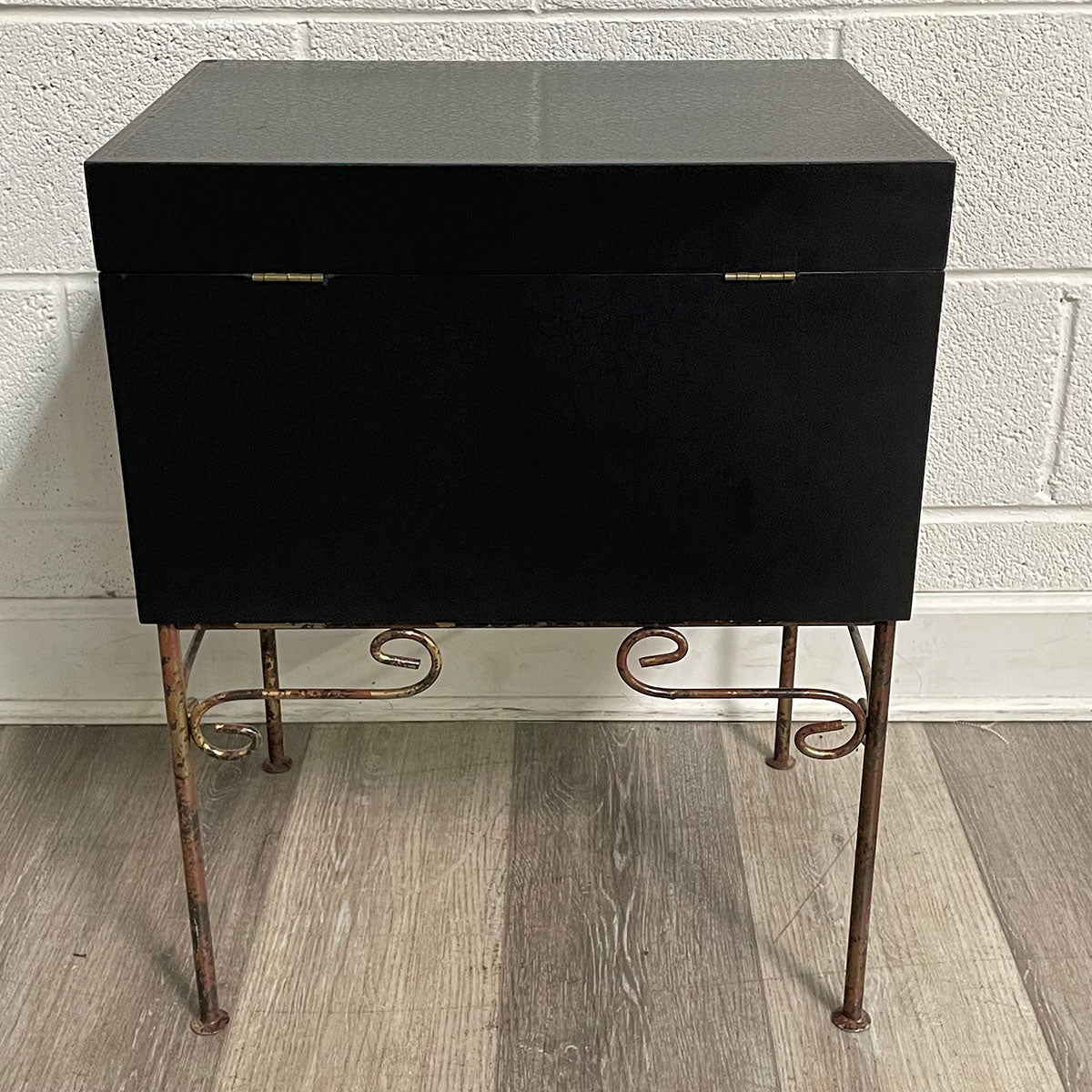 Decorative Black Box on Metal Stand