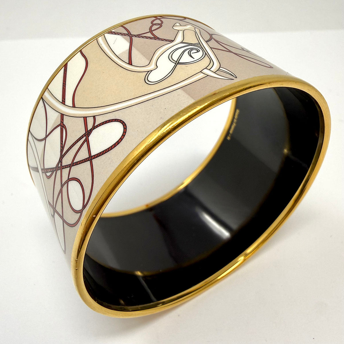 Hermes Extra Wide Enamel Bangle Bracelet