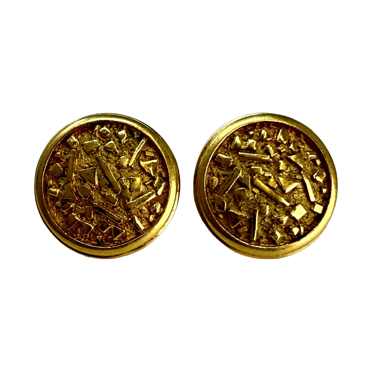 18K Textured Round Stud  Earrings