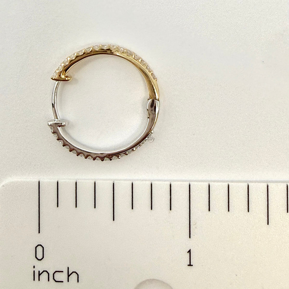 14K White and Yellow Gold Lab Grown Diamond Crossover Hoop Earrings