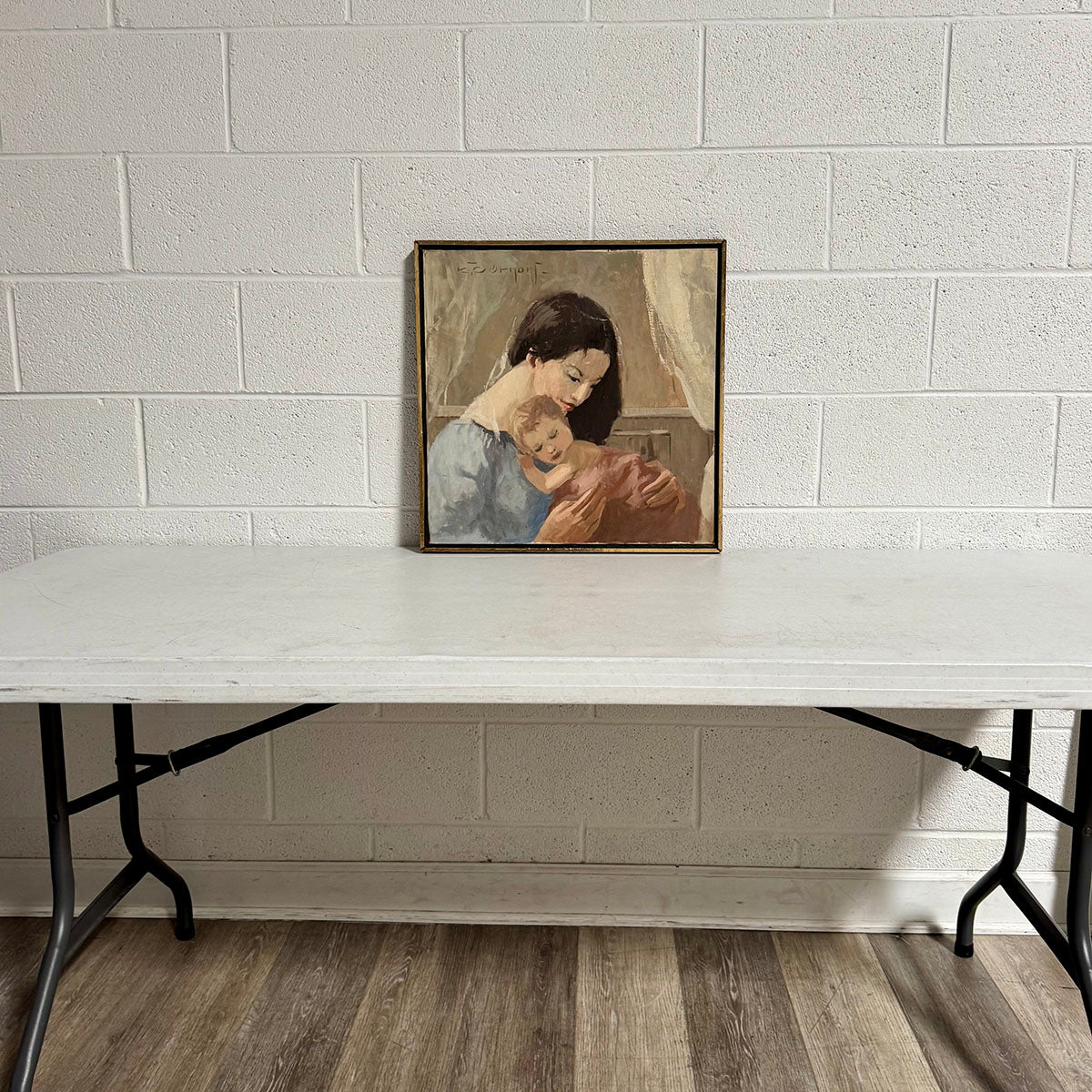 Framed Oil Painting "Mother & Child" signed