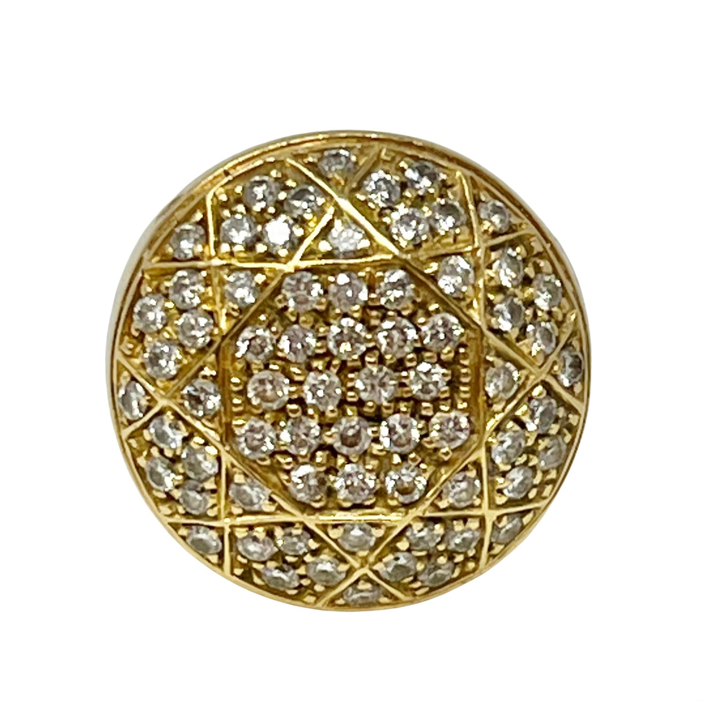 18K Gold Round  Diamond Signet  Ring