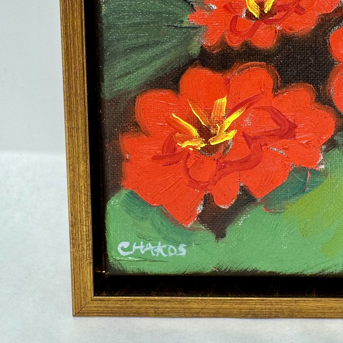 "Red Begonias" Painting Signed