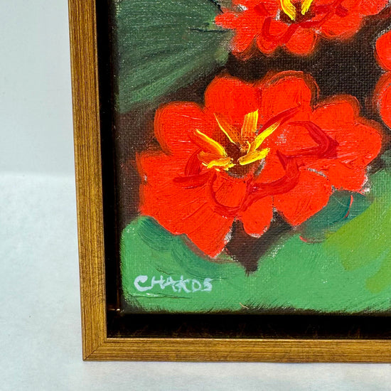 "Red Begonias" Painting Signed