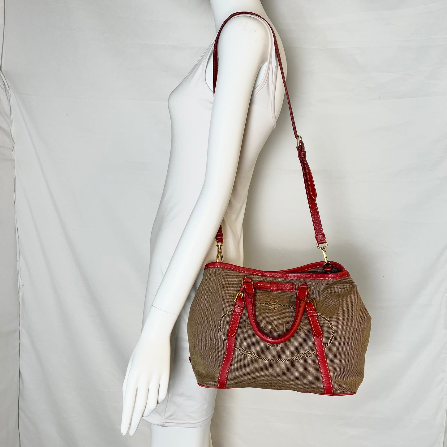 Prada Logo Jacquard Tote