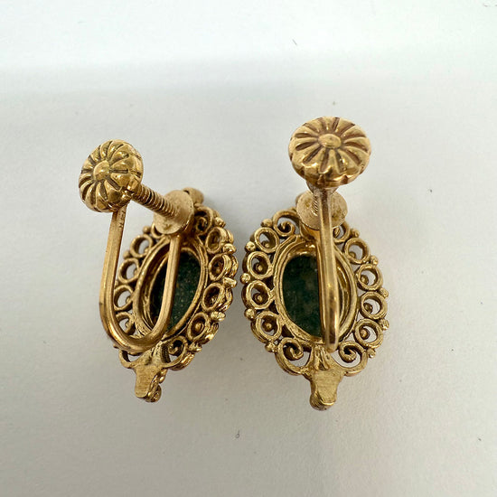 14K Gold Earrings with Jade