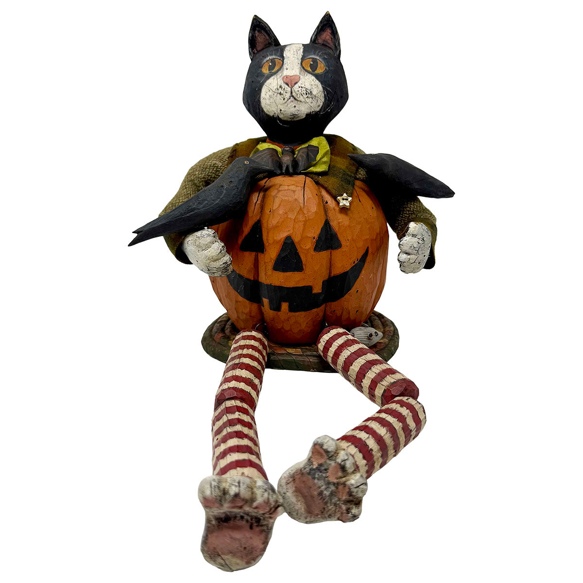Folk Art Carved Halloween Cat Handmade signed