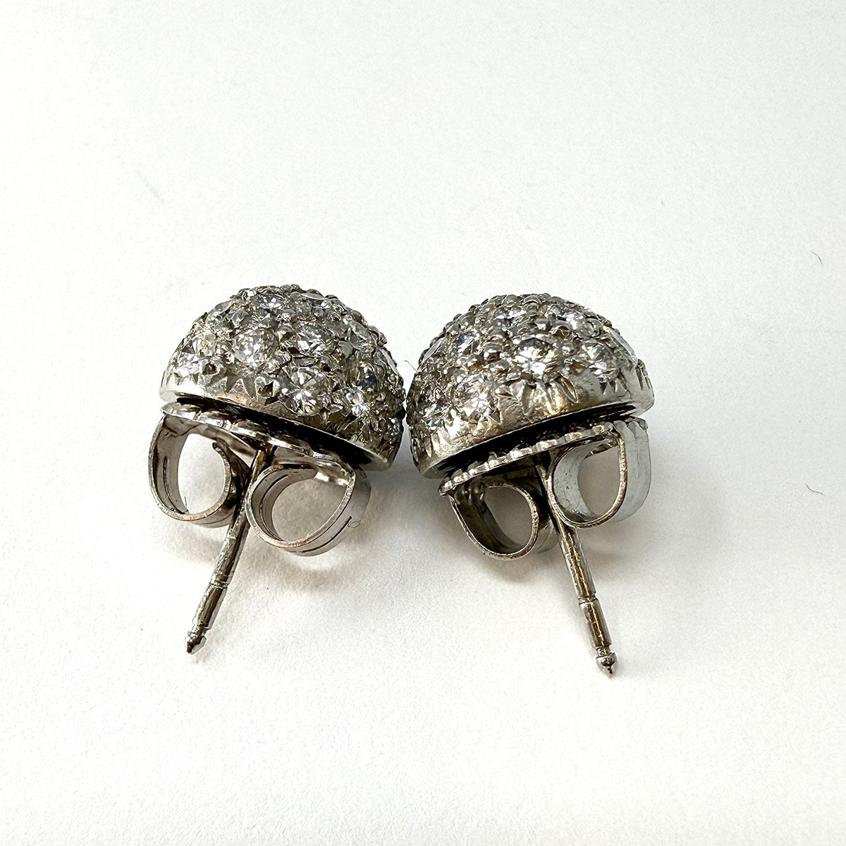 Harko Platinum Dome Earrings with 60 Diamonds