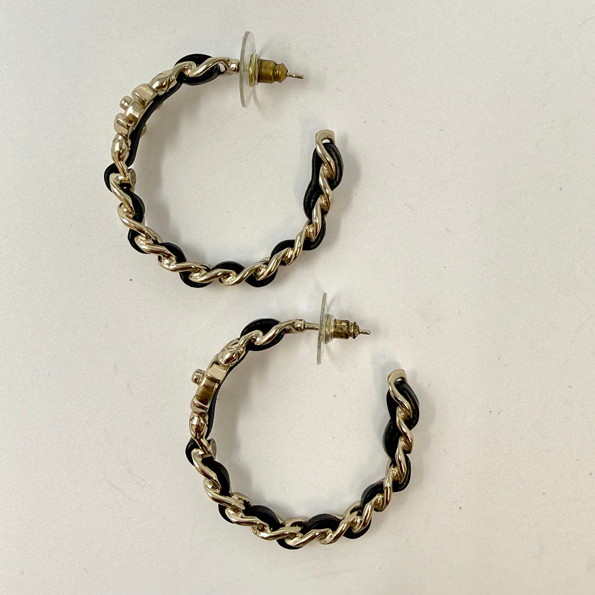 Chanel Quilted CC Turnlock Chain Hoop Earrings