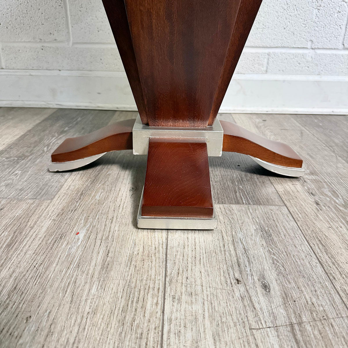 Round Pedestal End Table with Sculptural Base