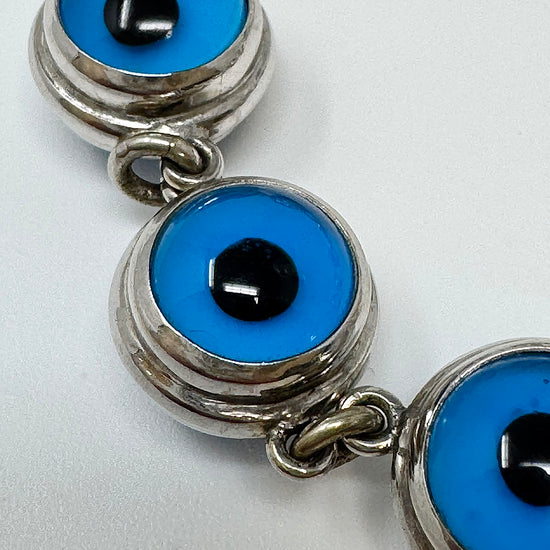 Aaron Basha 18K White Gold Bracelet with Black Rhodium Glass Eye