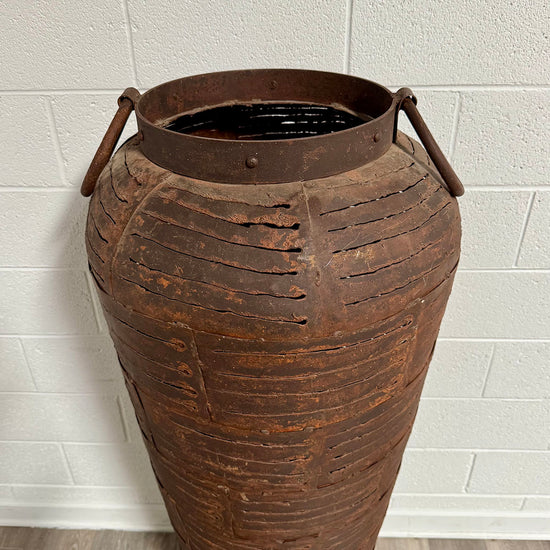 Large Latticework Metal Urn with 2 Handles