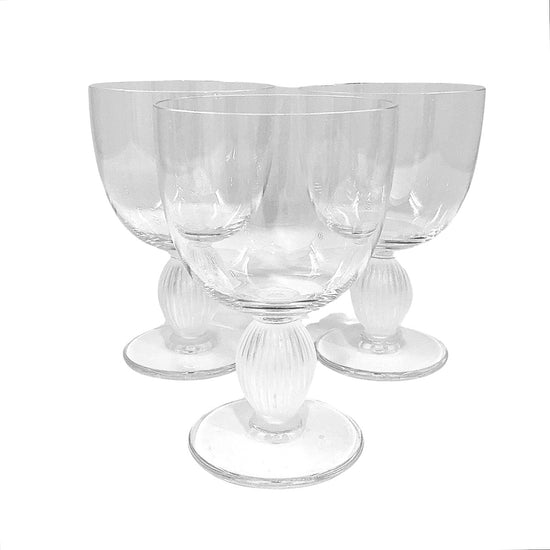 Lalique Glassware "Langeais" Set of 8 Frosted Stemware