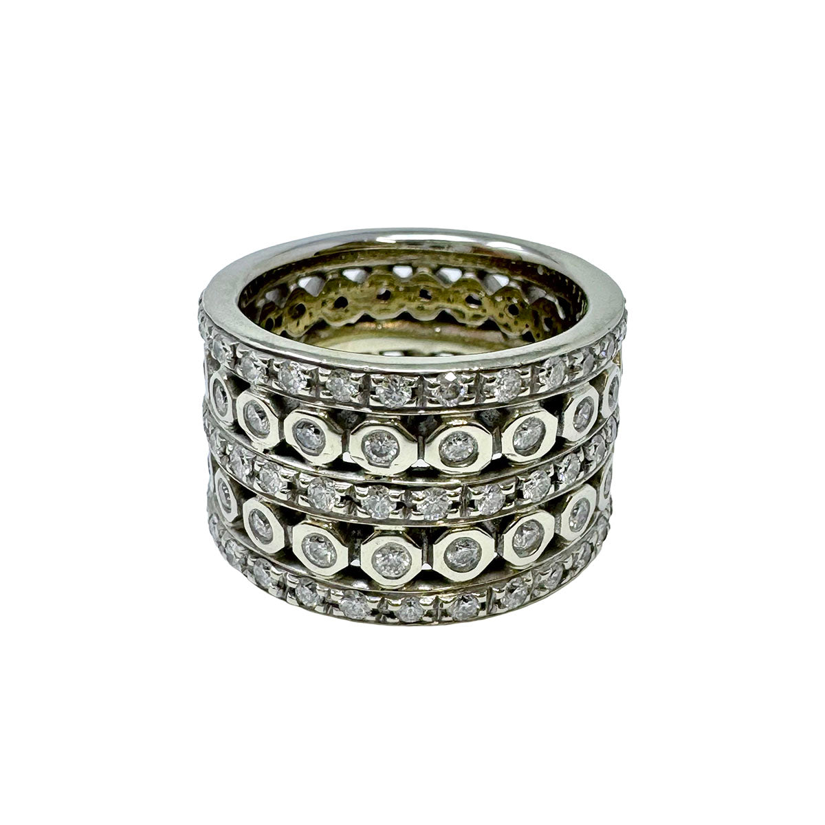Doris Panos 18K White Gold 5 Row Diamond Ring