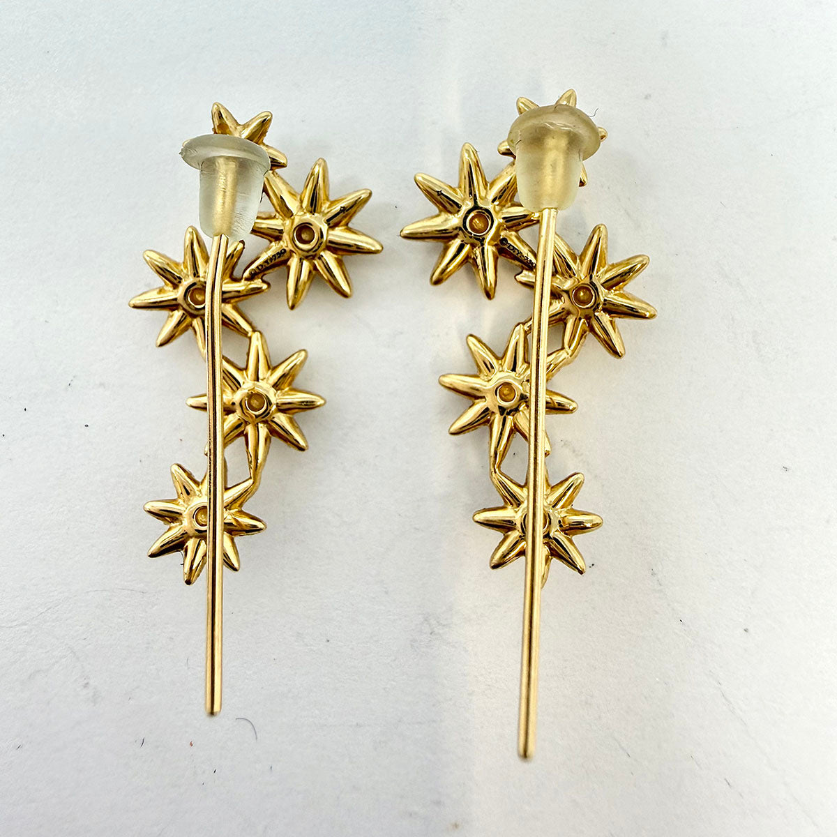 David Yurman 18K Gold Starburst Climber  Earrings with Diamonds