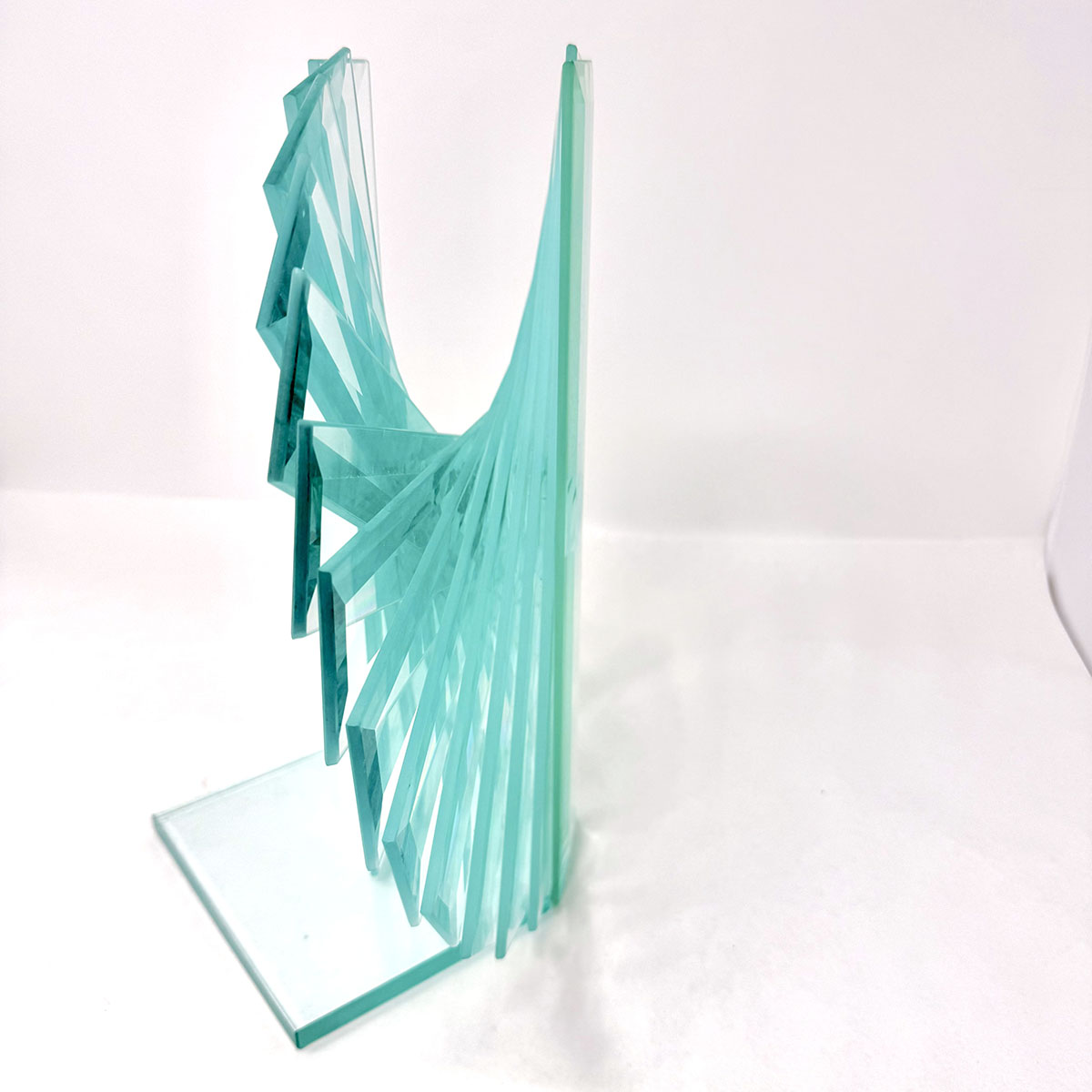 Spiral Motion Glass Sculpture, Signed