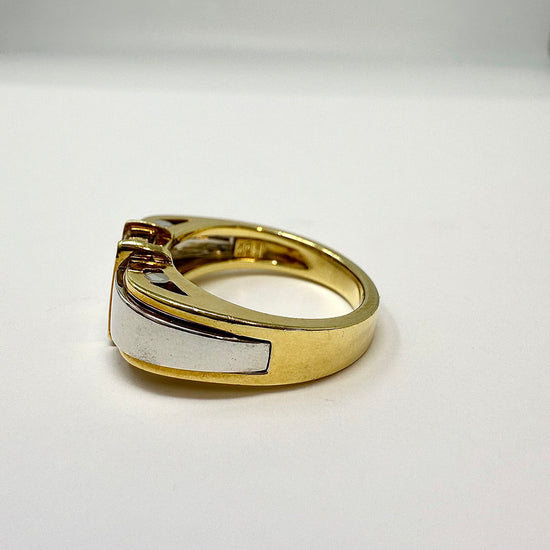 Jose Hess 18K Yellow and White Gold Ring with 4 Straight Baguette Diamonds