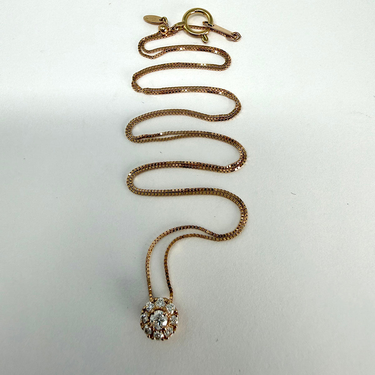 Rose Gold Necklace with Diamond Flower Pendant