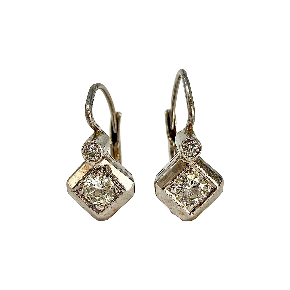 14K White Gold Diamond Drop Earrings
