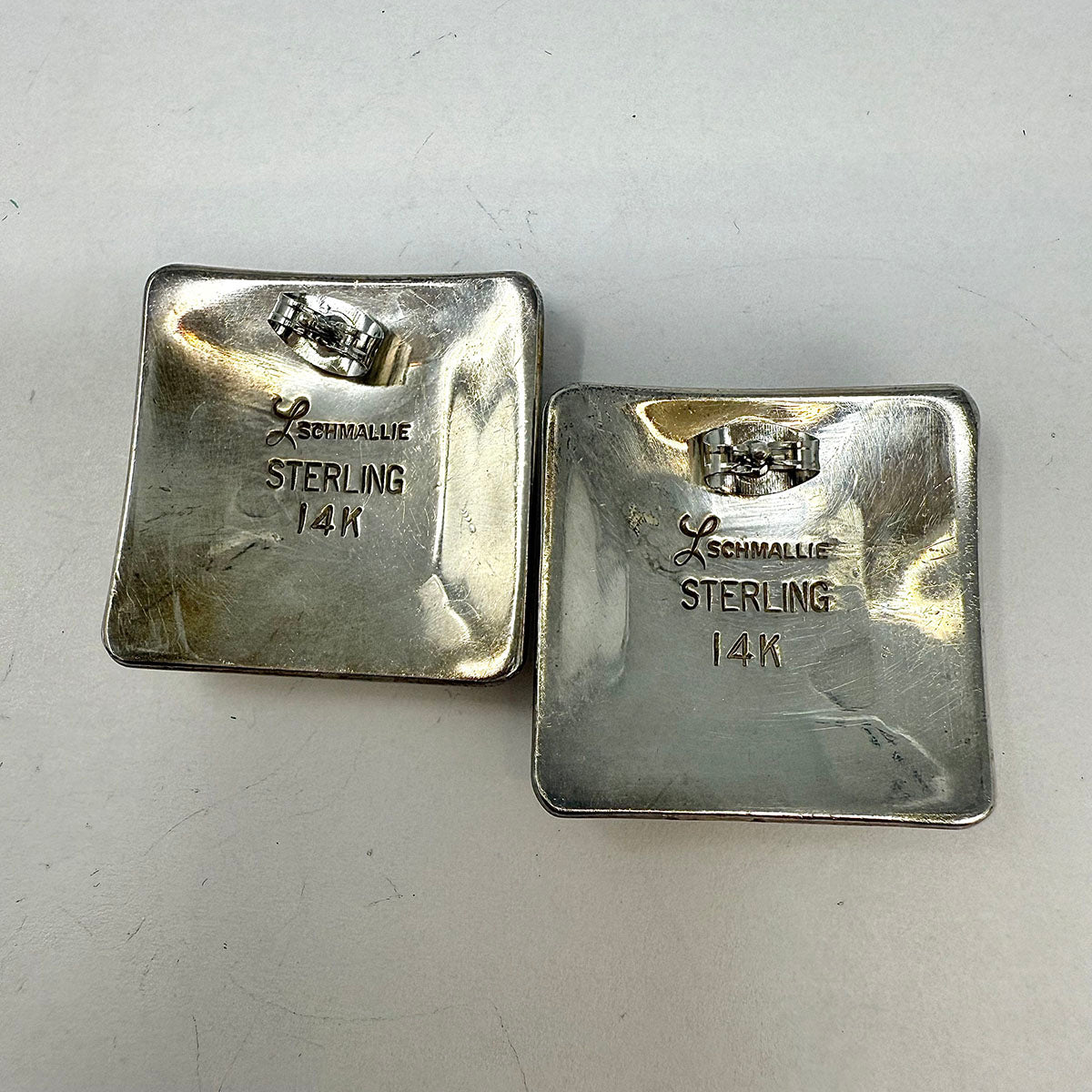 L Schmallie Vintage Square Two-tone Earrings