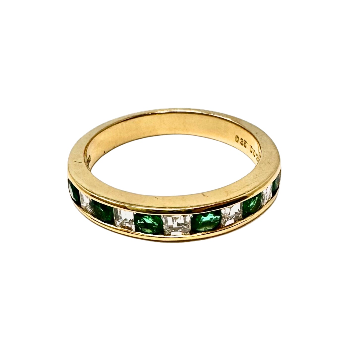 Wakasuki 18K Gold Ring with 5 Diamonds and 6 Emeralds