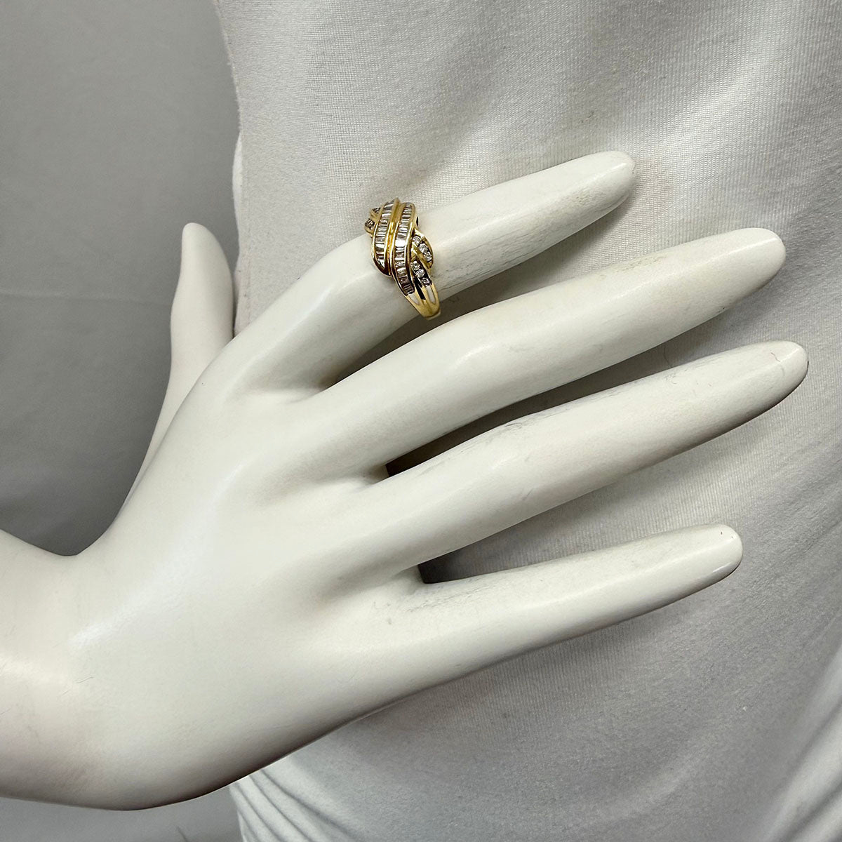 14K Gold Diamond Crossover Ring