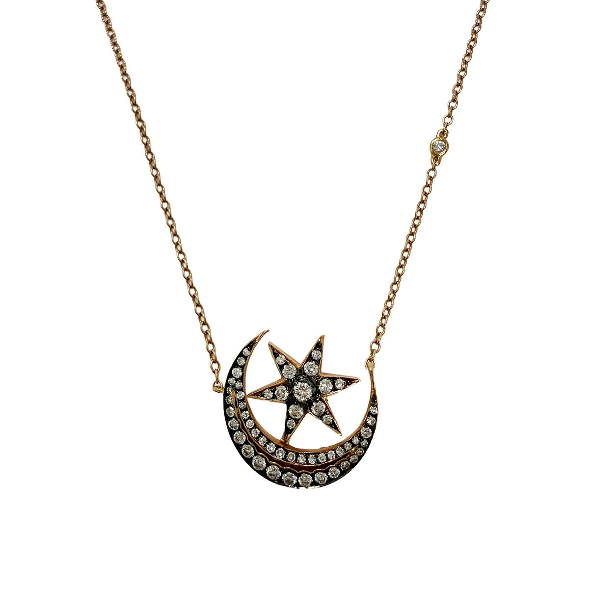 Shay 18K Cresent, Moon and Star Pendant Necklace