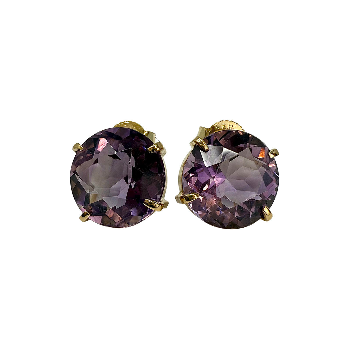 14K Gold Oval Amethyst Stud Earrings