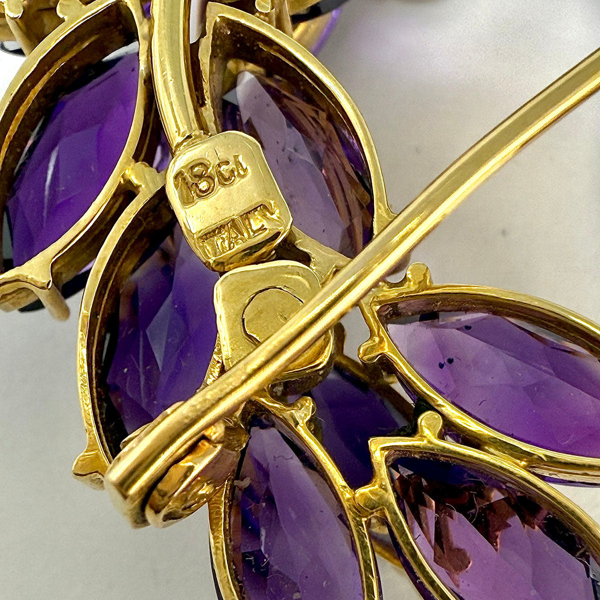Tiffany & Co. Vintage 18K Gold and Amethyst U-shaped Brooch