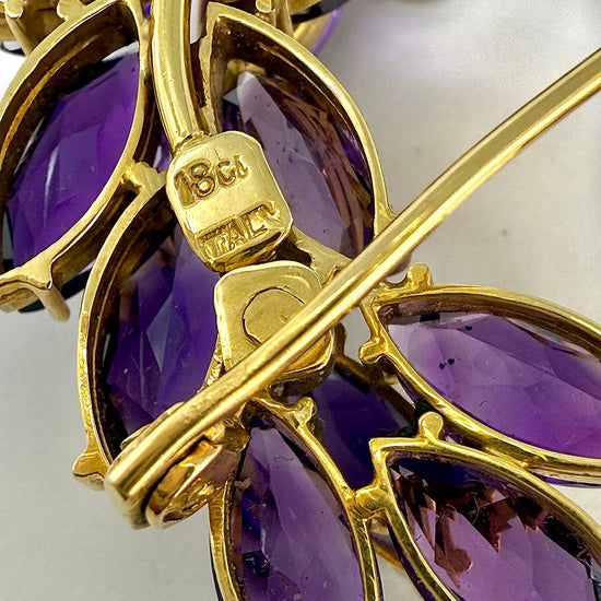 Tiffany & Co. Vintage 18K Gold and Amethyst U-shaped Brooch
