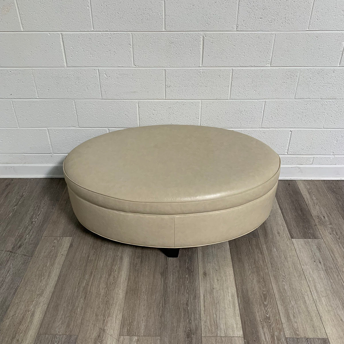Leather Cream Ottoman