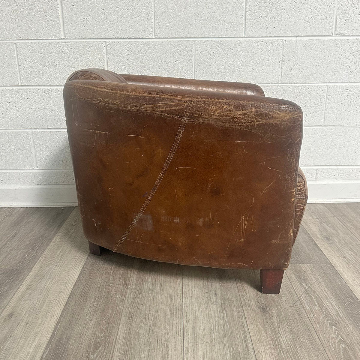 Distressed Leather Club Chair