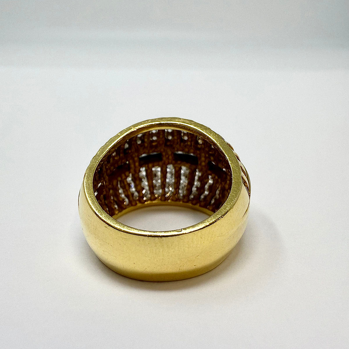 18K Gold Ring with 100 Round and 19 Square Diamonds
