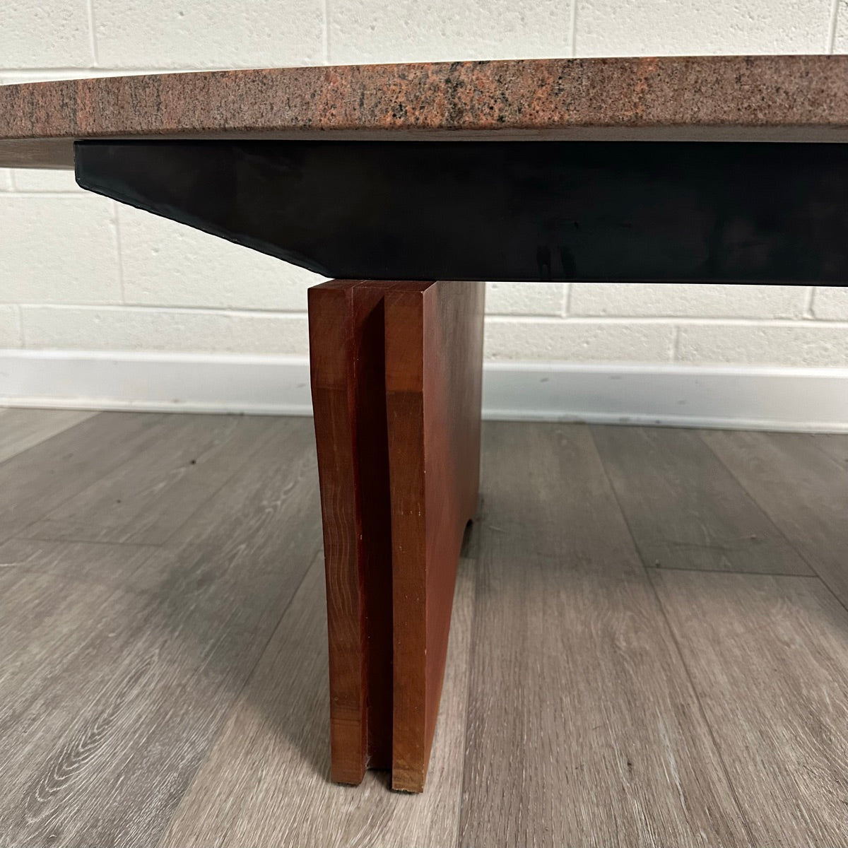 Granite Top Coffee Table with Cherry and Metal Base