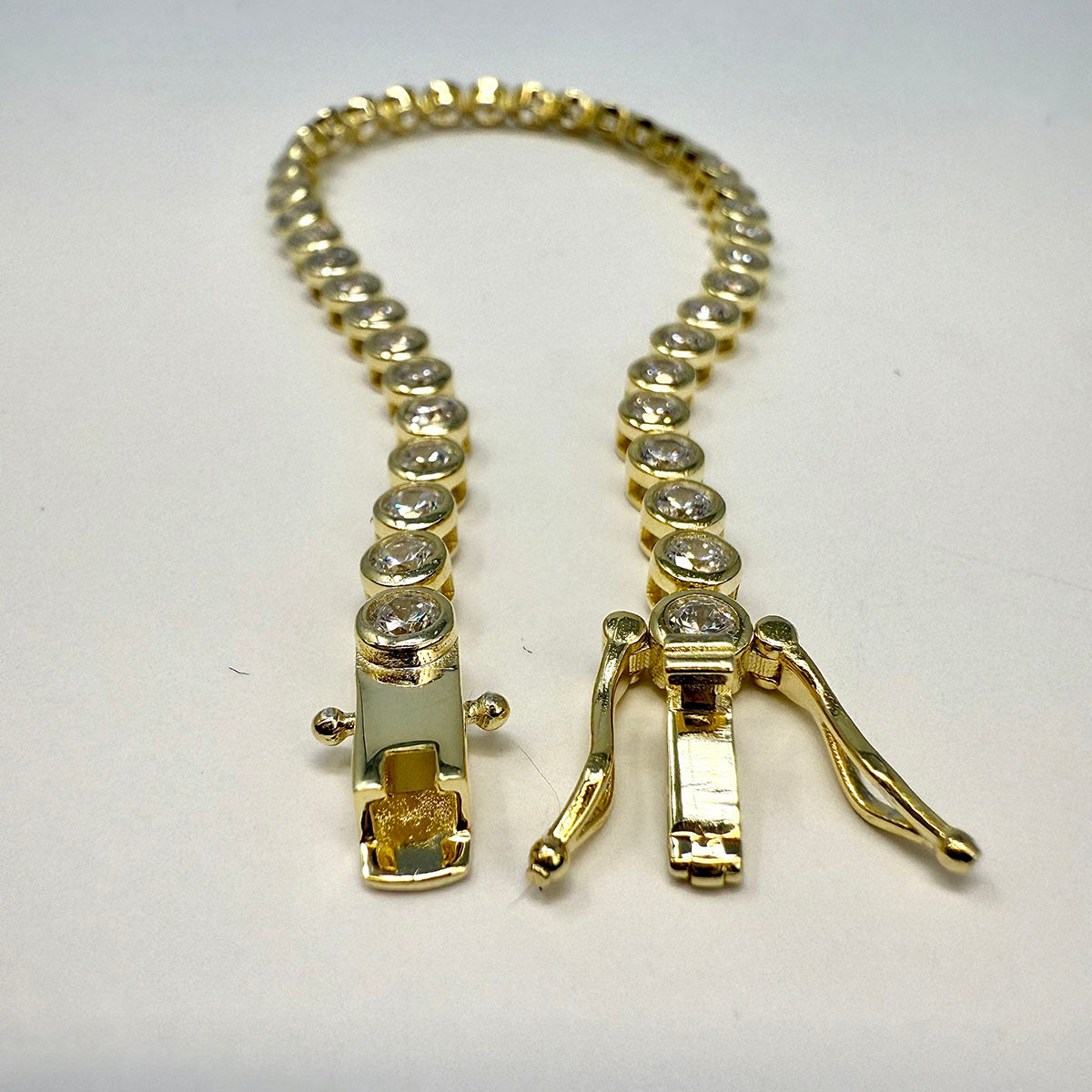 7" Bezel Set Round CZ Gold-plated Tennis Bracelet