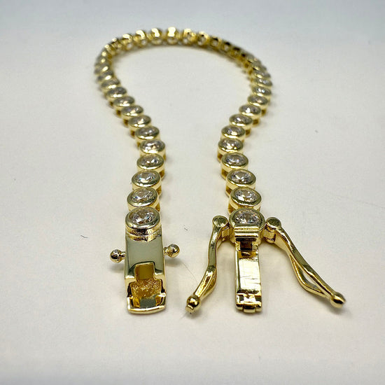 7" Bezel Set Round CZ Gold-plated Tennis Bracelet