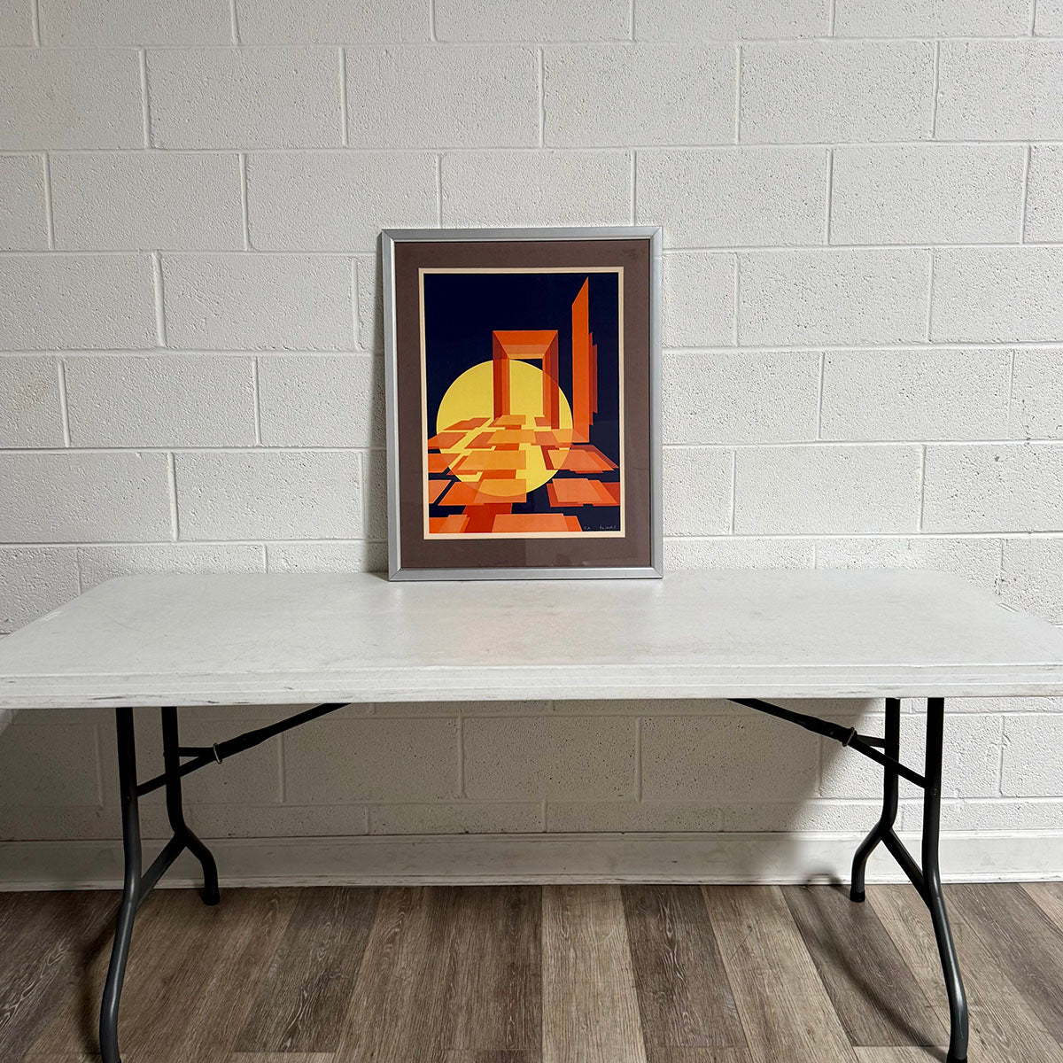 Framed Print Abstract Geometric Signed