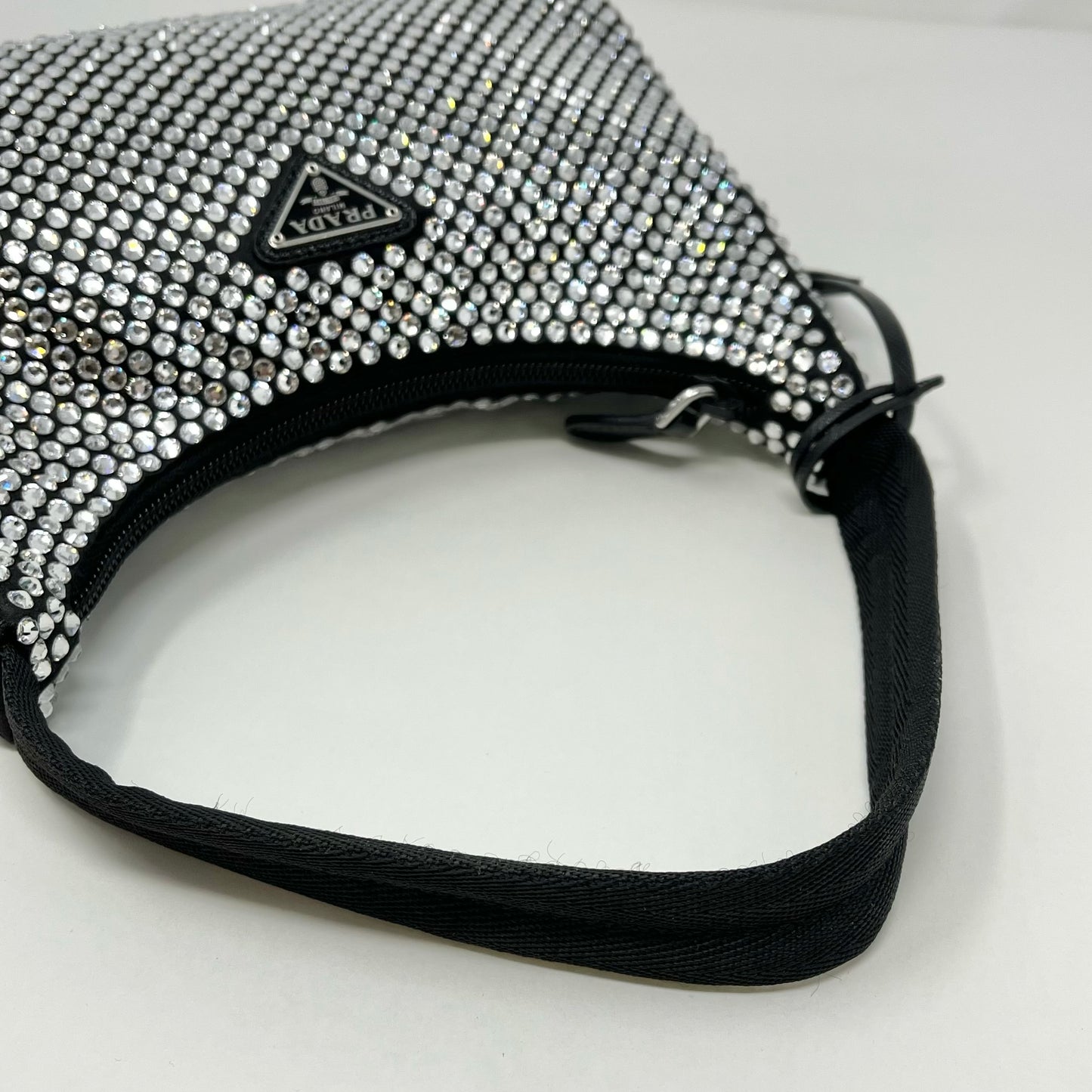 Prada Re-Edition Black and Crystal Accent Hobo