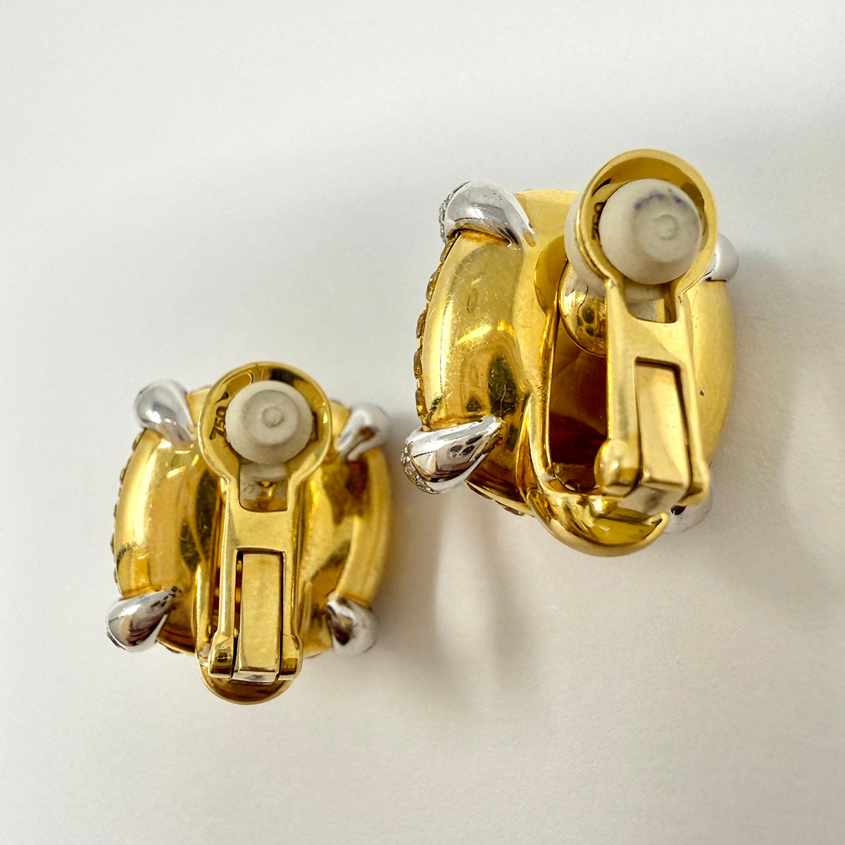 Rodney Rayner 18K Gold  Earrings with Citrine Cabochon and Diamonds