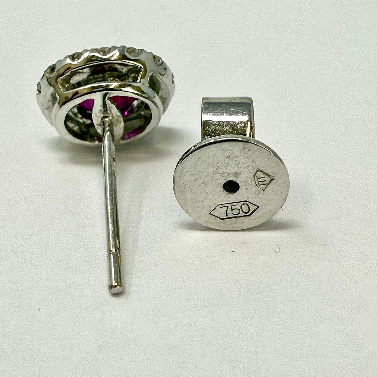 18K White Gold Earrings with Ruby and Diamonds