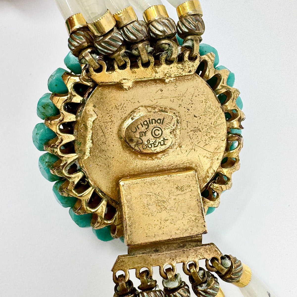 Robert 10 Strand Turquoise Bead Necklace with Embellished Clasp
