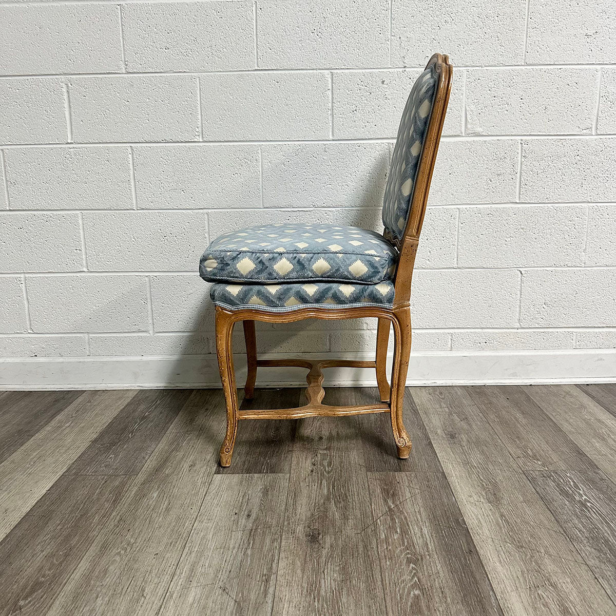Blue Lattice Upholstered Chair