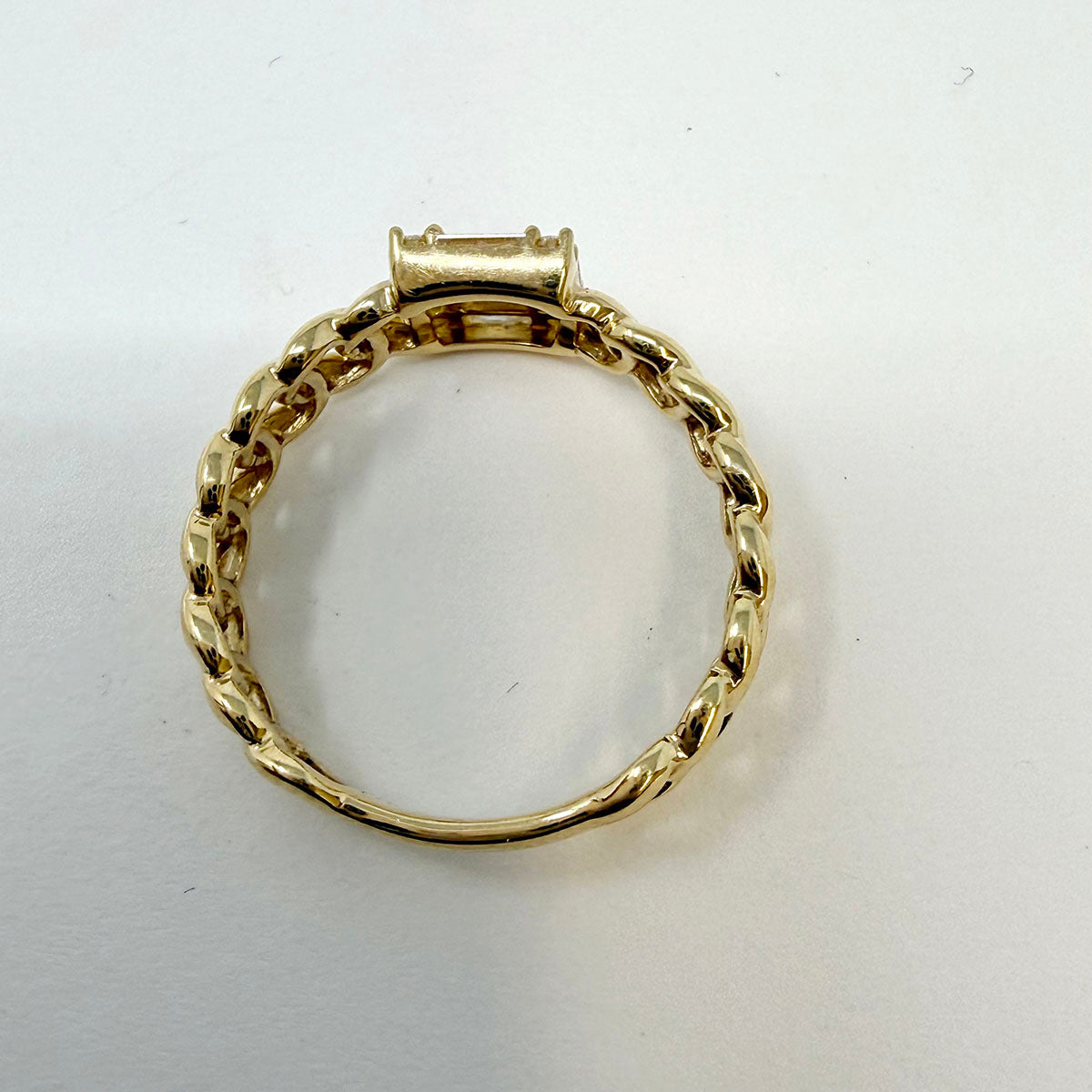 14K Gold Link Ring with Diamonds