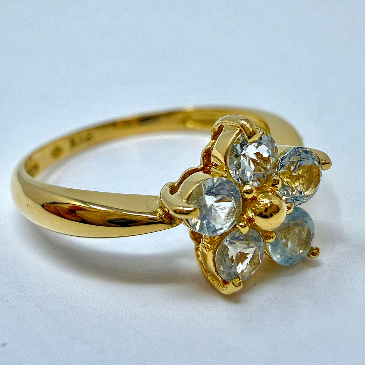 Aquamarine Flower Ring